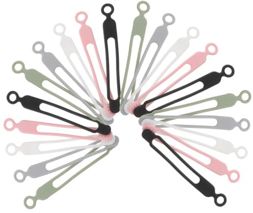 Gadpiparty 20pcs Silicone Cable Organizer Ties Adjustable Reusable Wire Holders for Home Office for Managing Electronics Cords USB Cables and Earphones Black White Gray Green Pink
