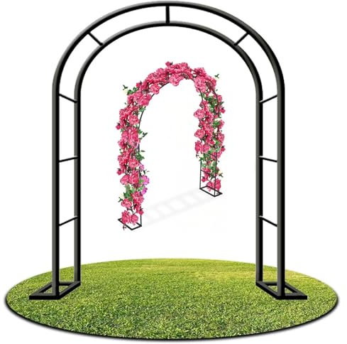 Metal Garden Arch, Sturdy Rose Arches for Climbing Plants, Weathproof Trellis for Garden, Balcony & Wedding Decor, Black, 300x220cm - Pfect for Outdoor Growth.