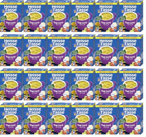 Heisse Tasse Erasco 24er Set Thai Curry Style Vorteilspack (96 Suppen) – Fertiggerichte, Instant Nudeln & 5 Minuten Terrine – Suppenvielfalt – schnelle Mahlzeit für Zuhause & Büro