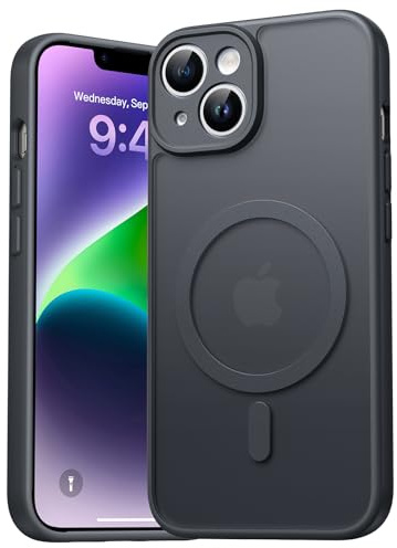 EASDNB für iPhone 14 Hülle für Magsafe mit Kameraschutz, Magnetisch Handyhülle für iPhone 14 Stoßfeste Kratzfeste Durchscheinende Matt Rückseite Schutzhülle für iPhone 14 Case, Schwarz