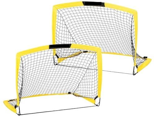 Fußballtore, 2er-Set, Größe 9,1 x 7, cm, tragbares, faltbares Pop-Up-Fußballnetz for das Hinterhof-Trainingsziel for Kinder und Jugendliche Für Park(Yellow)