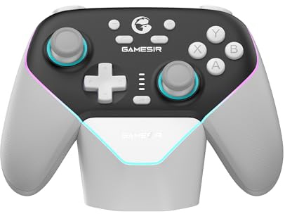 GameSir Super Nova Wireless Gaming Controller for PC/Switch/iOS/Android, Hall Effect Stick & Trigger, RGB Lighting, Swappable ABXY, Detachable Faceplate, 1000mAh with Charging Dock - Black&White