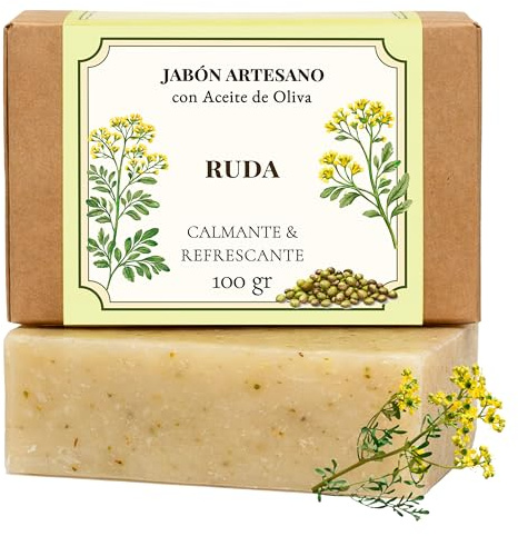 CABRERIZO SOAP Pastilla Jabón de Ruda Natural – Pastilla Jabon Cara Mujer y hombre para Limpieza y Cuidado de la Piel – Jabón facial limpiador 100 g. - Jabon de Ruda Natural, Vegano y Sin parabenos