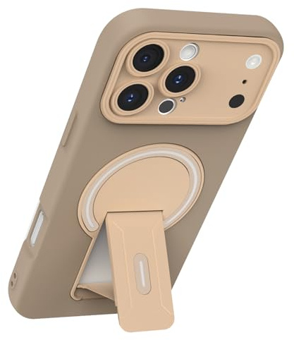 Generico Custodia Magnetica For IPhone 17/17 Air/17 Pro/17 Pro Max, Supporto Regolabile, Copertura Resistente Agli Urti, Protezione Completa For Lenti, Custodia Di Ricarica Wireless(Brass,17 Pro Max)