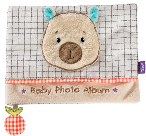 Fehn Fotoalbum Capybara Clara – zum Entdecken, Forschen & Fühlen | Mit dem Stoff-Fotoalbum spielerisch Gesichter merken und Namen lernen – für Babys und Kleinkinder ab 0 Monaten