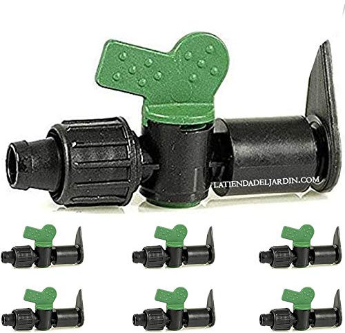 Suinga. 50 x Llave DE Paso LAYFLAT a Cinta de riego por Goteo 16mm. Válvula derivación con Junta Utilizada para conectar Directamente la Cinta de Goteo 16 mm a la tubería Principal Layflat.