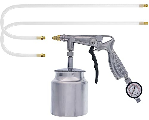 TCP Global Air Rust Proofing and Undercoating Gun with Gauge & Suction Feed Cup, 2 Wands - 22 Long Flexible Extension Wand with Multi-Directional Nozzle - Spray Truck Bed Liner, Rubberized Undercoat