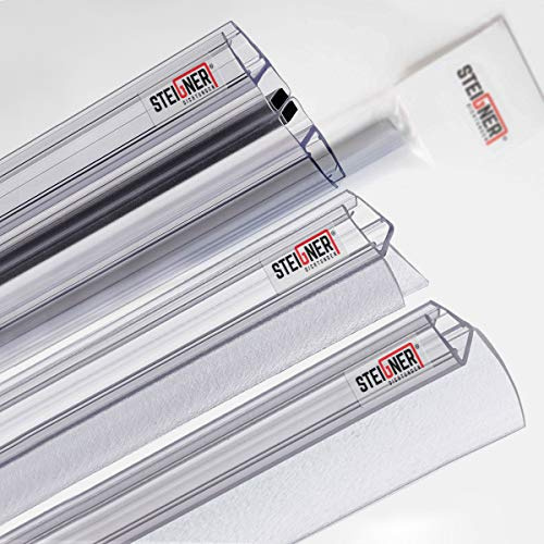 STEIGNER Duschdichtung UK03 100cm (1 Stk.) Transparent für Duschtür 6-8 mm - Set mit 2x Magnetdichtung UKM02 200cm für Duschtüren 180° + Dichtung UK05 200cm - Perfekte Passform, Ästhetisches Finish