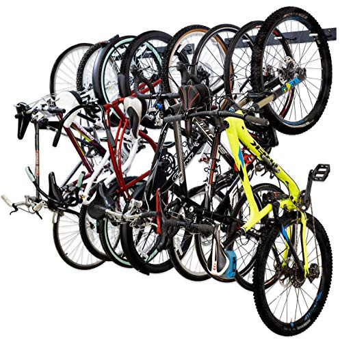 StoreYourBoard BLAT 8 Wall Storage Rack, 2 Pack for Garage, Heavy Duty Powder Coated Industrial Steel, Wall Mounted for Multiple Bicycles, Mountain and Road Bikes