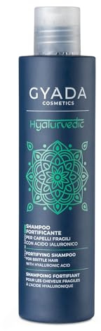 GYADA COSMETICS, Champú Fortificante Hialurvédico, Contrarresta el Frizz, para Cabellos Finos y Débiles, 200 ml