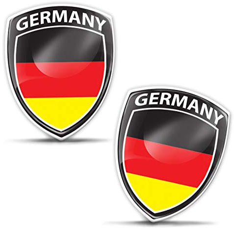 Biomar Labs® 2 x 3D Silicone Adesivi Resinati Bandiera Nazionale Germania Germany Tedesca Emblema per Auto Moto Finestrìno Scooter Bici Motociclo Tuning F 146