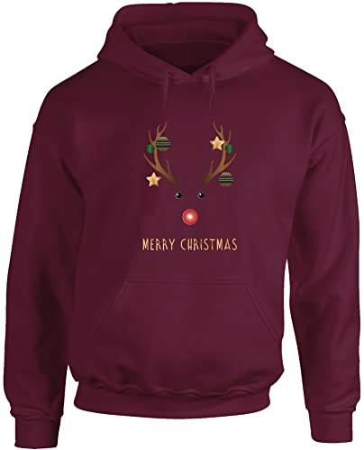 Hippowarehouse Funny Reindeer Christmas Baubles Unisex Hoodie Hooded top (Specific Size Guide in Description)