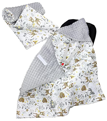 TupTam 2er Set Baby Decken Einschlagdecke 85x85 cm für Autositz Babyschale Babydecke Wiegendecke Minky Baumwolle