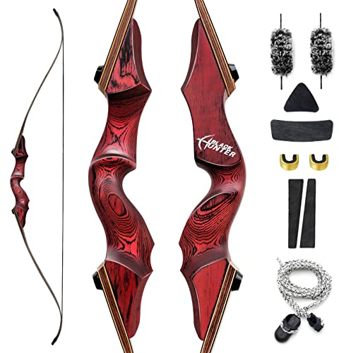 OBTOUTDOOR Black Hunter 60 Zoll Bogenschießen Recurvebogen 20lbs-60lbs Takedown Bogen Set Sportbogen Für Rechtehand Jagd (25LBS)