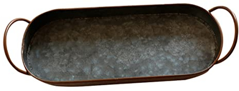 Zerodeko Bandeja de Servicio de Metal Galvanizado Bandeja de Servicio de Metal Galvanizado Bandeja de Bandeja de Servicio Rústica Bandeja Jumbo Bandeja Metal Galvanizado