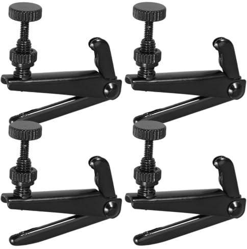 Mikinona Violin Fine Tuners 4Pcs Black Brass String Adjusters for 3/4 and 4/4 Violins Practical Universal Violin Parts for Precise String Tuning