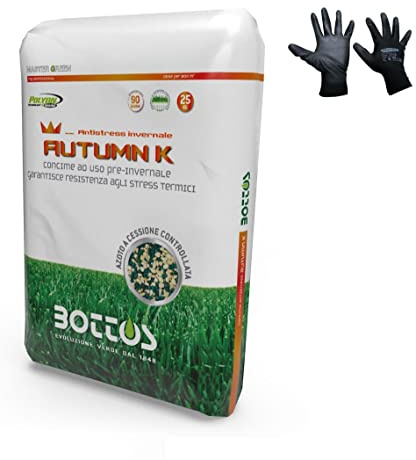 Magazzini GM Bottos, Concime granulare Autumn K, antistress pre-invernale per la resistenza agli stress termici (25 Kg + guanti)
