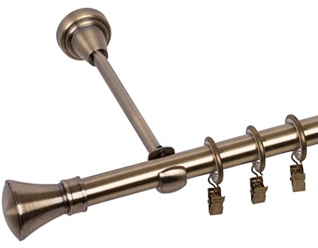 RENA Gardinenstange Vorhangstange - 19 mm - aus Metall - Lautlose Rollen - Komplettset - Antik Gold 160cm |Monako