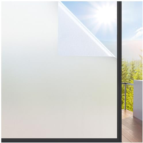 rabbitgoo Pellicola per Vetri Finestre 30x300cm con Griglia, Pellicola Finestre Privacy Senza Colla Autoadesiva, Anti-UV, Pellicole Vetri Opaca Smerigliata per Bagno Camera da Letto Sala di Riunione