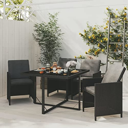 Festnight Rattan Gartenmöbel Set 4 Personen Balkon Sitzgruppe Garten Essgruppe Balkonmöbel Set Gartentisch mit 4 Stühlen Set Gartenbank Polyrattan Gartengarnitur Sitzgarnitur Balkontisch