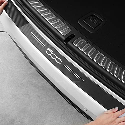 Symilov Auto Kohlefaser Stoßstangenschutz Folie, für FI-at 500 500E 500L 500C 500S 500X, Ladekantenschutz Anti-Scratch Schutzfolie Kofferraumschutz Dekoration Aufkleber Styling Zubehör,Black