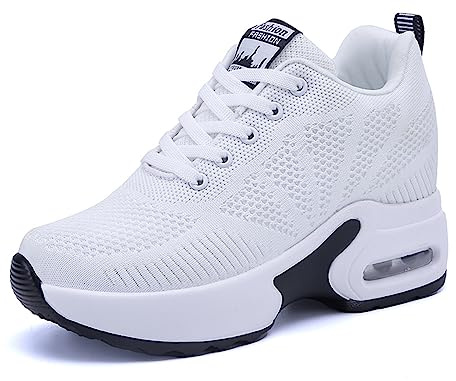 JAOOUU Zapatillas con Tacón de Cuña para Mujer Zapatillas Deportivas Transpirables Zapatos Ligeros Invisibles para Aumentar Estatura