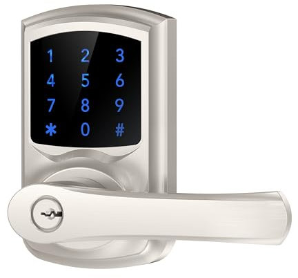 HIDALIFE Keyless Entry Door Lock, Electronic Keypad Door-Lock with Handle, Touchscreen, Auto-Locking, Anti-peep Password, Easy to Install for Front Door, Home, Office, Satin Nickel