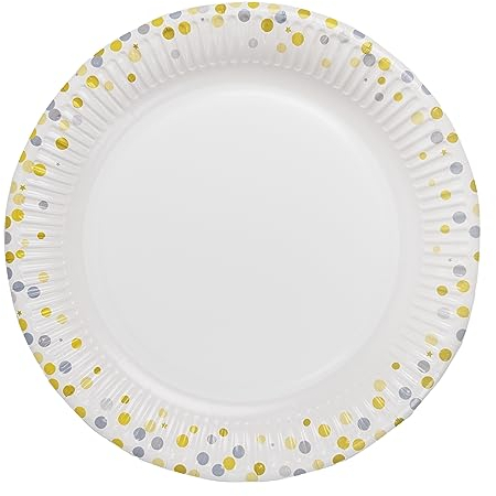 Stylish Disposable Paper Plates Perfect for Birthday Wedding BBQs Picnic ! Affordable Tableware! Elegant and Convenient: 23cm Pack of 10, White