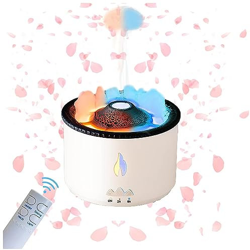 Flame Humidifier, Humidificateur Dair Bebe 2 Couleurs/Formes De Fumée,Minuterie,Télécontrôle, Humidificateur D' Air pour Bureau,N'importe Quelle Pièce,C