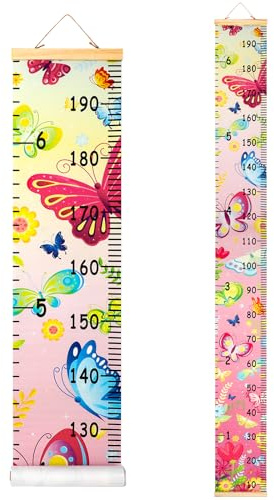 HIFOT Messlatte Kinder, Schmetterling Meßlatte Kinder Wachstumsmesser Messleiste für mädchen Jungs Kinderzimmer Wand Dekorationen 190cm * 20cm