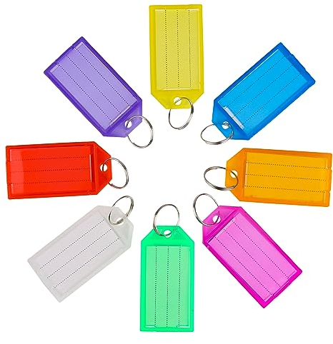 ZEFAN 48 Stück Schlüsselanhänger, Schlüsselanhänger Beschriftbar, Schlüsselanhänger zum Beschriften, Schlüsselanhänger aus Kunststoff, Der für Schlüssel, Gepäck und Haustiere verwendet werden kann
