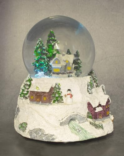 Spetebo LED Schneekugel 16 cm – Weihnachtsdorf Spieluhr beleuchtet | Dekorative Spieluhr sorgt für weihnachtliche Atmosphäre auf Tisch, Regal oder Kommode