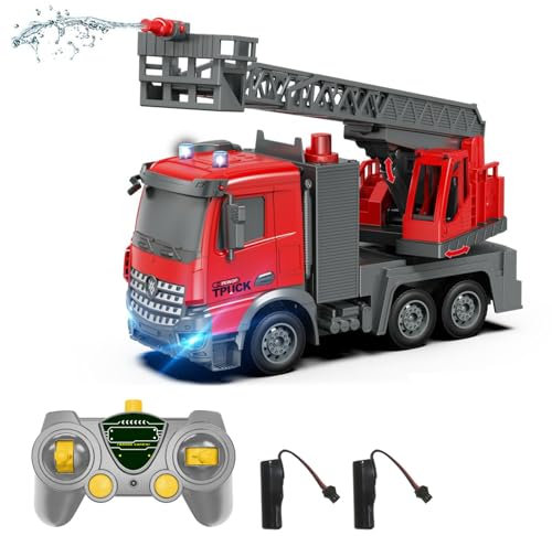 Goolsky Ferngesteuertes Kran-Spielzeug, 1/14, elektrischer Ferngesteuerter Kran, LKW, Baufahrzeuge, Spielzeug mit Lichtern und Musik, One-Key-Demonstration, Hebearm, technisches Auto
