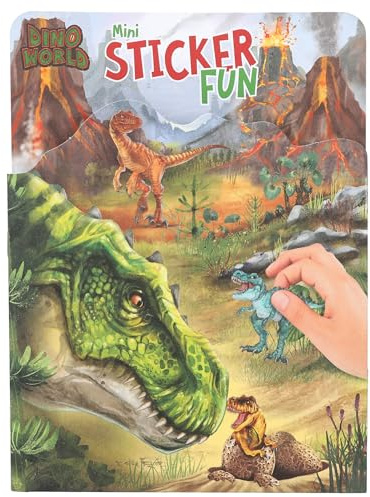 Depesche 12467 Dino World Mini Sticker Fun - Stickerbuch mit 12 Hintergrundseiten zum Selbstgestalten, inklusive 6 Bogen Aufkleber