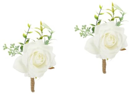 Zerodeko 2 Stücke Luxus Hochzeit Decor Realistische Rose Corsage Groomsmen Corsage Braut Brosche Elegante Boutonniere Für Hochzeit