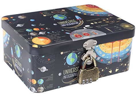 Hemoton Iron Storage Box Lock Desktop Piggy Bank and Treasure Organizer for Boys and Girls for Souvenirs and Anniversaries and Birthdays Smooth Finish Space-saving Design
