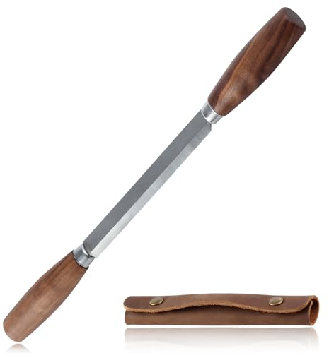 GOLD DEER Holzbearbeitungswerkzeug, 10,9 cm, Ziehmesser, SK5, Ziehmesser mit Lederscheide, Holzschnitzwerkzeuge, Holz-Ziehmesser, Holzbearbeitung, Whittling-Werkzeuge, gerades Rasiermesser,