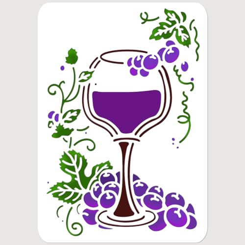 NBEADS Plantilla de Pintura de Copa de Vino de Uva, 21x29.7cm Plantillas para Diario de Plantas Frutales, Plantillas Huecas para Arte Y Artesanía para Pintar, Diario, Álbum de Recortes