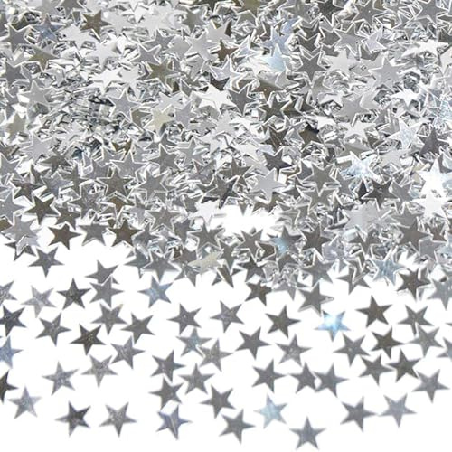 Glitzer Streudeko Sterne Konfetti Silber, Streudeko Weihnachten Silvester, Sterne Confetti Weihnachts Tischdeko, Weihnachtskonfetti Stern Deko, Glitzersterne Konfetti Geburtstag, Hochzeit, Silvester