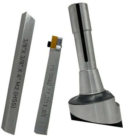 Machel 2.5 Fly Cutter with R8 Shank (7/16 UNF Drawbar) for Milling Machines – Includes 3/8 Square HSS Tool Bit and Indexable Carbide Insert Tool