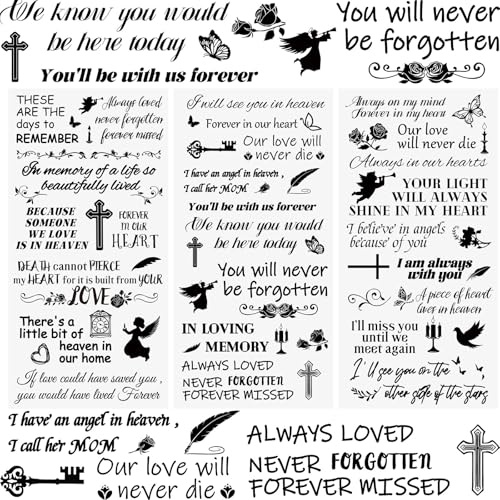 WANDIC 3 Blätter Gedenkwort Inspiration Rub OnTransfer Aufkleber, Religion Kreuz Scrapbook Aufkleber wasserdichte Aufkleber DIY Decalsfor Dekoration, 15 * 30cm