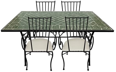 AXI Leonie Bistroset 5-teilig mit Mosaik Dunkelgrün | Bistrotisch mit 4 Stühlen | Bistro Gartenmöbel Set für Garten/Balkon/Terrasse | Balkonset/Sitzgruppe