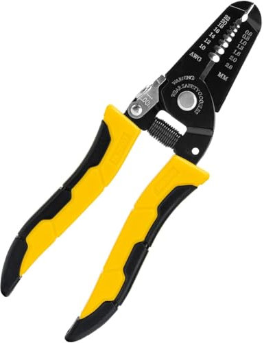 10-22 AWG 7 Multi Gauge Wire Strippers Refined Craftsmanship,Wire Cutter Strippers Electrical Professional Handle Design with Safety Lock,Cable Stripper Multi-Function for Easy Use