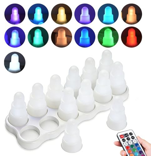 Moorstdel Led Teelichter mit Fernbedienung und Led Teelichter, Flammenlose Kerzen aus PP+ABS, Warmweiß & Buntes Licht, Wiederaufladbare kerzen für Party, Hochzeit und Wohnraum