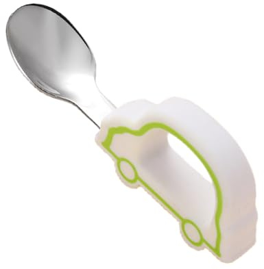 Lexsyn Baby Feeding Spoon - Children's Feeding Learning Cutlery (Spoon and Fork) - Ergonomic Food Utensils with Easy Grip for Parents and Adults