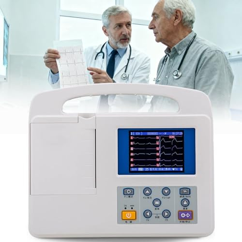 WEIZIIA Monitor elettrocardiografico Digitale, Monitor ECG/EKG Portatile, Monitor dei segni Vitali a 3 canali e 12 derivazioni, Schermo LCD da 3,5 Pollici, con Carta per Stampa elettrocardiografica