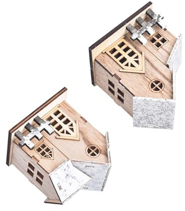 BIUDECO 2 St Lysande Små Trähus Juldekorationer för Bord och Fest Värmande LED Ornament för Julstämning och Mysig Heminredning