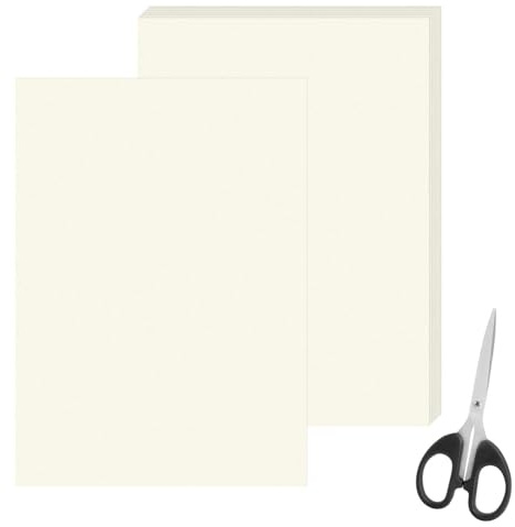 GZRXIOUS 30 Fogli di Carta Colorata Bianca Naturale, A4, 250g/m², Cartoncino Fotografico, Carta per Bricolage, per Pittura, Inviti, Scrapbook Fai da Te Include Forbici