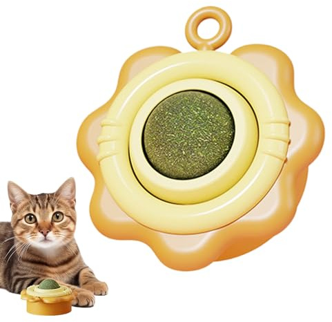 tulahkomen Katzenminze-Bälle, um 360 Grad drehbares Kauspielzeug, selbstklebende Katzenminze-Rollbälle, für geistige Stimulation, Langeweile, Prävention, Leckereien, Zuhause, Wohnzimmer, Schlafzimmer