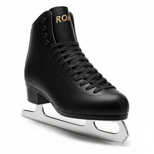 Kingdom GB Roma Figure Ice Skates Leather Skating Boots Womens (Black, 8 UK)
